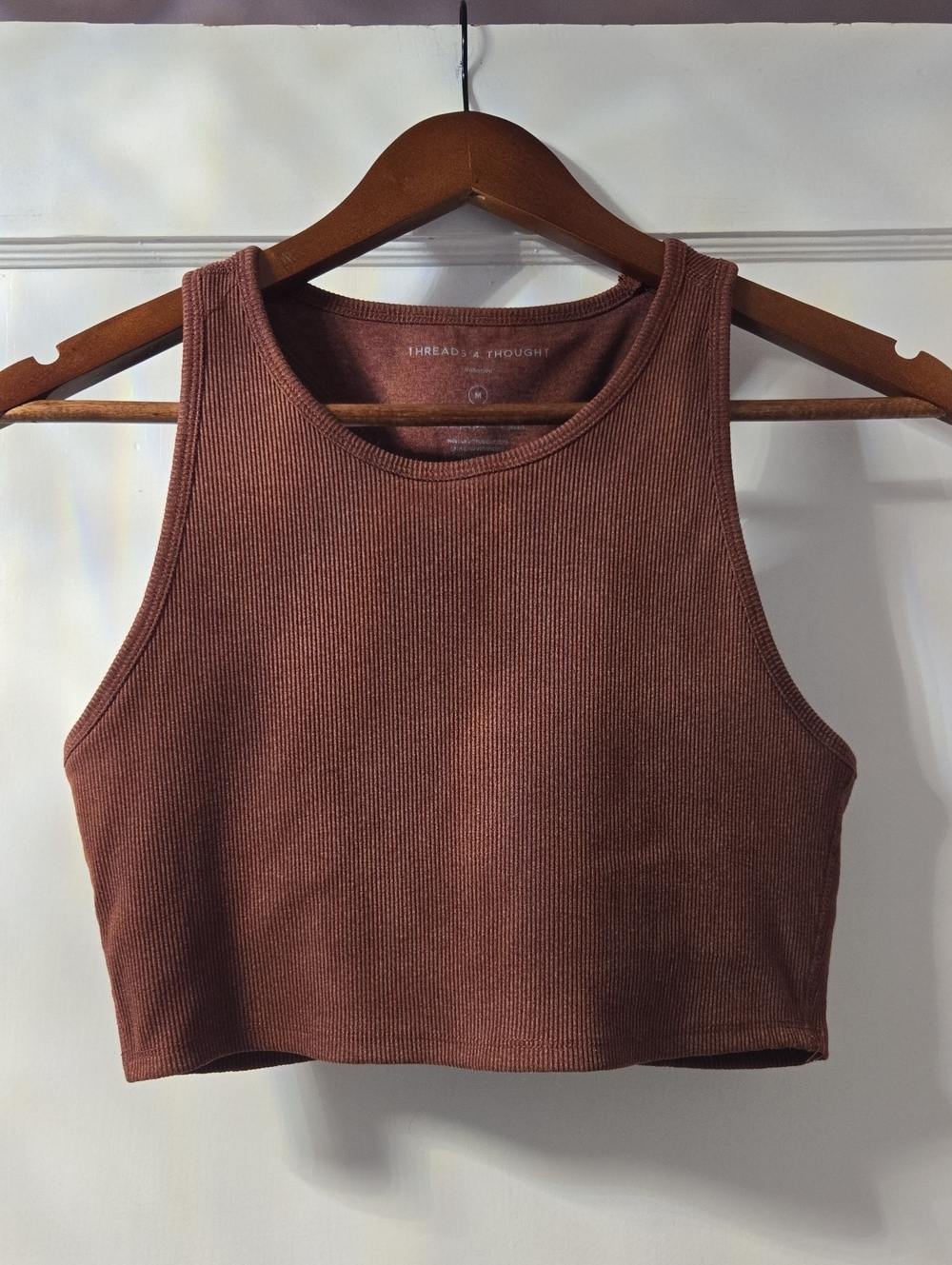 Threads 4 Thought Ribbed Crop Tank - Rust Orange Brown